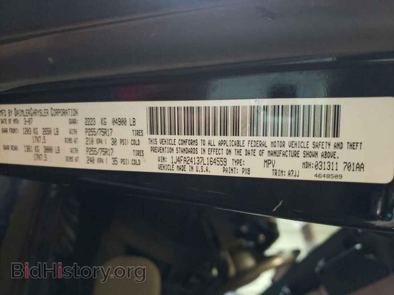 2007 JEEP WRANGLER - VIN: 1J4FA24137L164559 - Фото 10