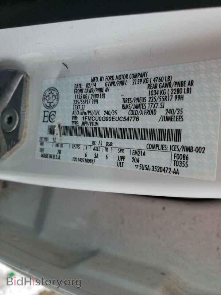 2014 FORD ESCAPE - VIN: 1FMCU0G90EUC54776 - Фото 10