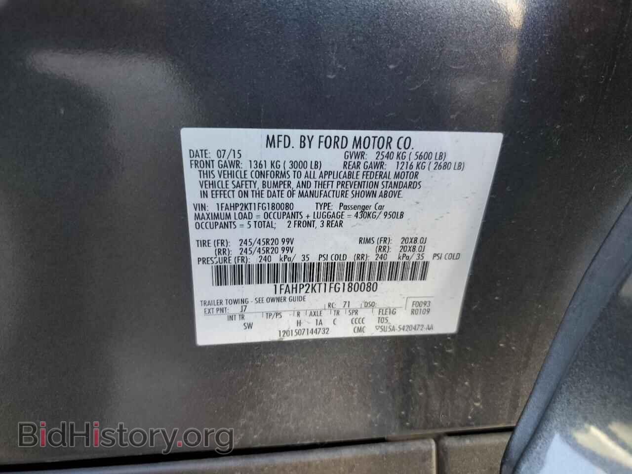 2015 FORD TAURUS - VIN: 1FAHP2KT1FG180080 - Фото 14