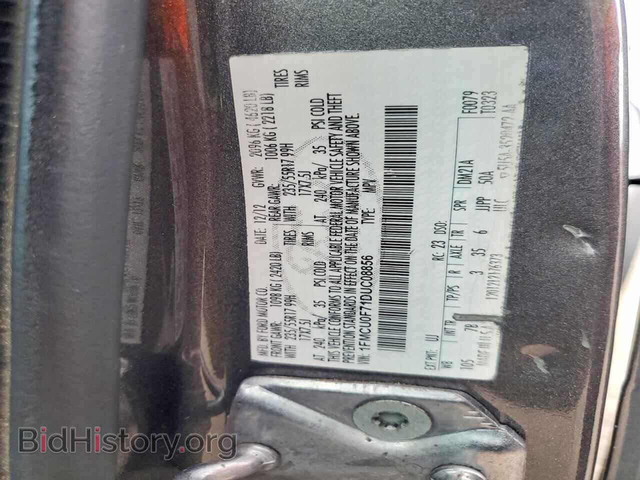 2013 FORD ESCAPE - VIN: 1FMCU0F71DUC08856 - Фото 12
