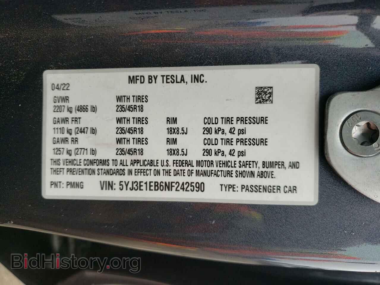 2022 TESLA MODEL 3 - VIN: 5YJ3E1EB6NF242590 - Photo 12