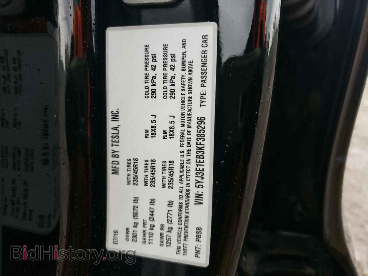 2019 TESLA MODEL 3 - VIN: 5YJ3E1EB3KF385296 - Photo 10