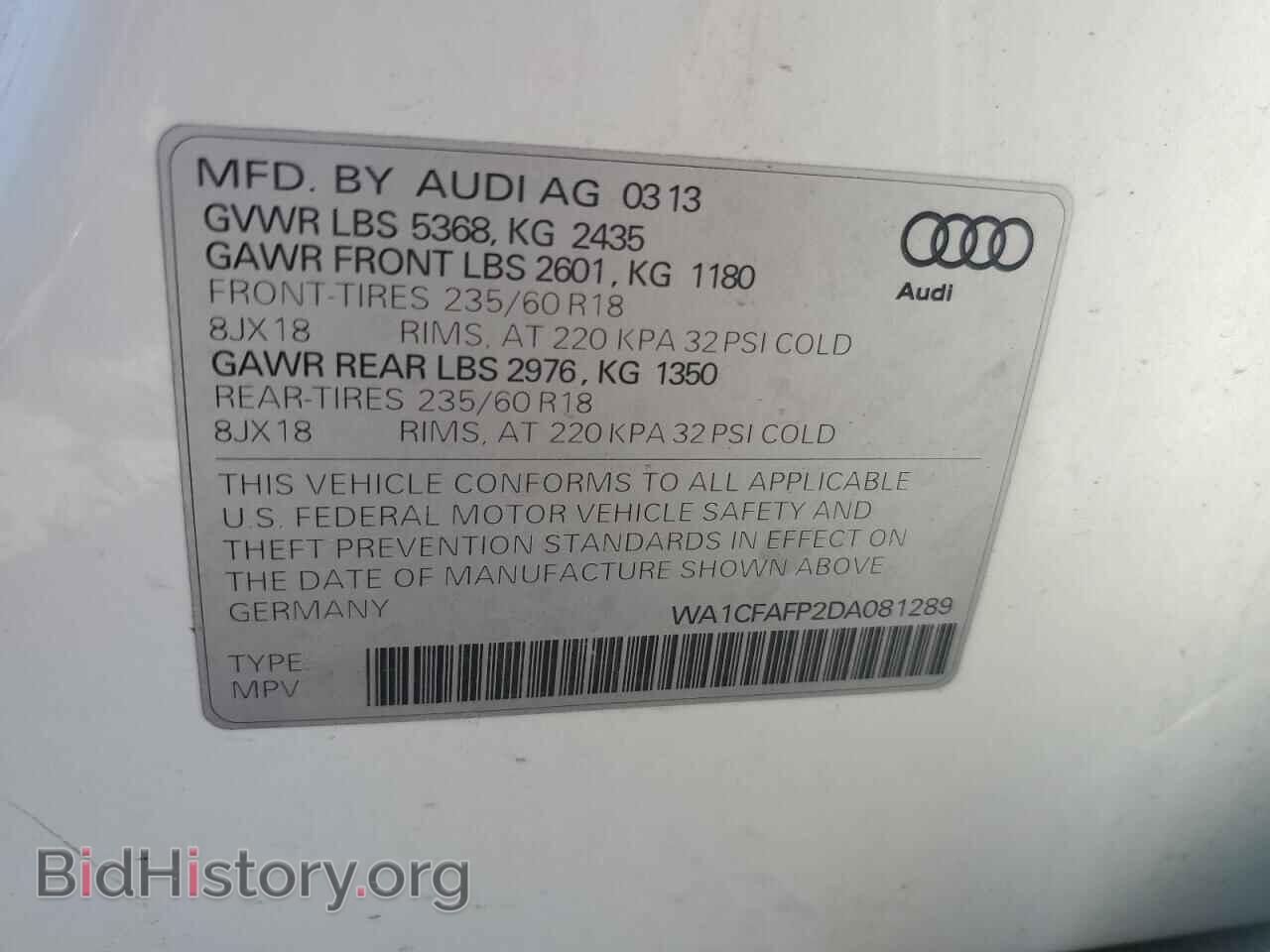 2013 AUDI Q5 - VIN: WA1CFAFP2DA081289 - Photo 13