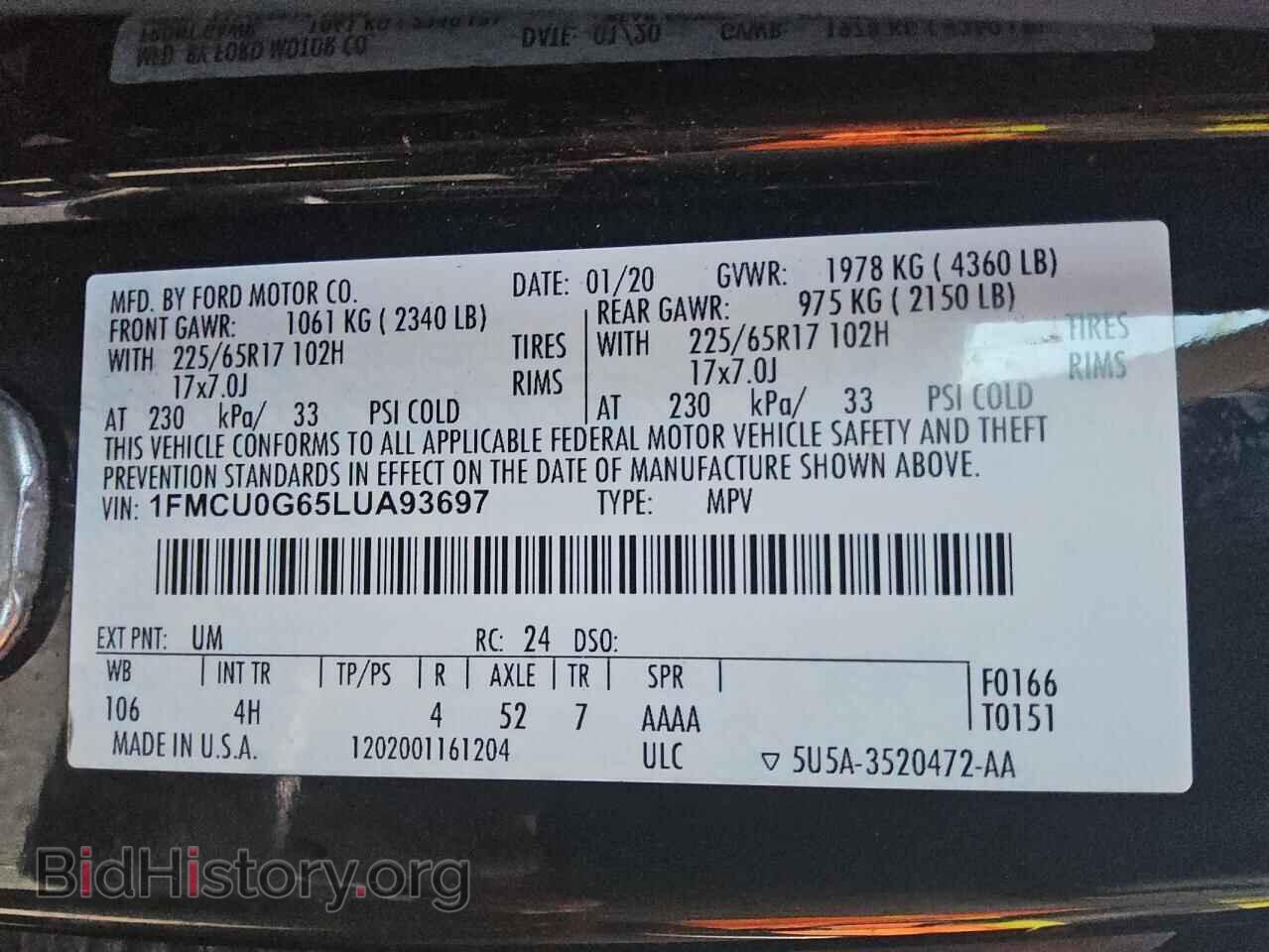 2020 FORD ESCAPE - VIN: 1FMCU0G65LUA93697 - Photo 13