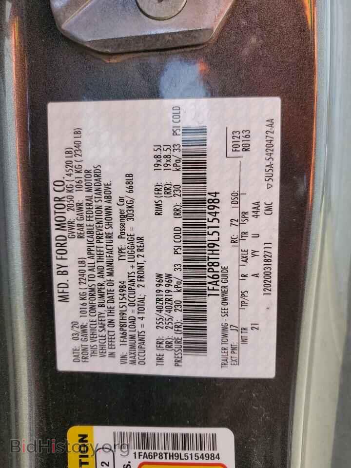 2020 FORD MUSTANG - VIN: 1FA6P8TH9L5154984 - Фото 10