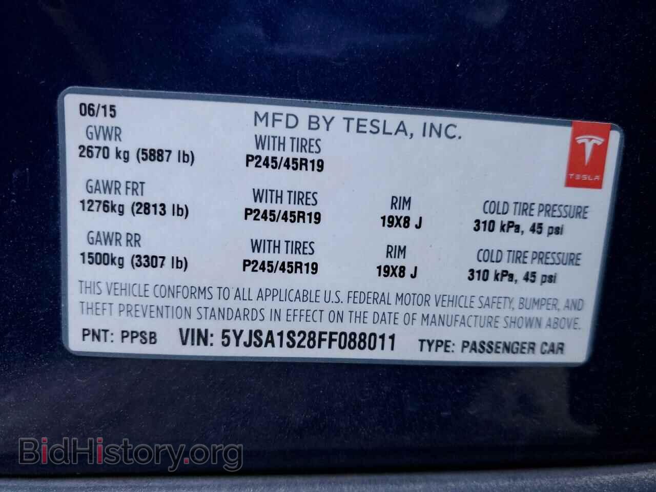 2015 TESLA MODEL S - VIN: 5YJSA1S28FF088011 - Photo 12