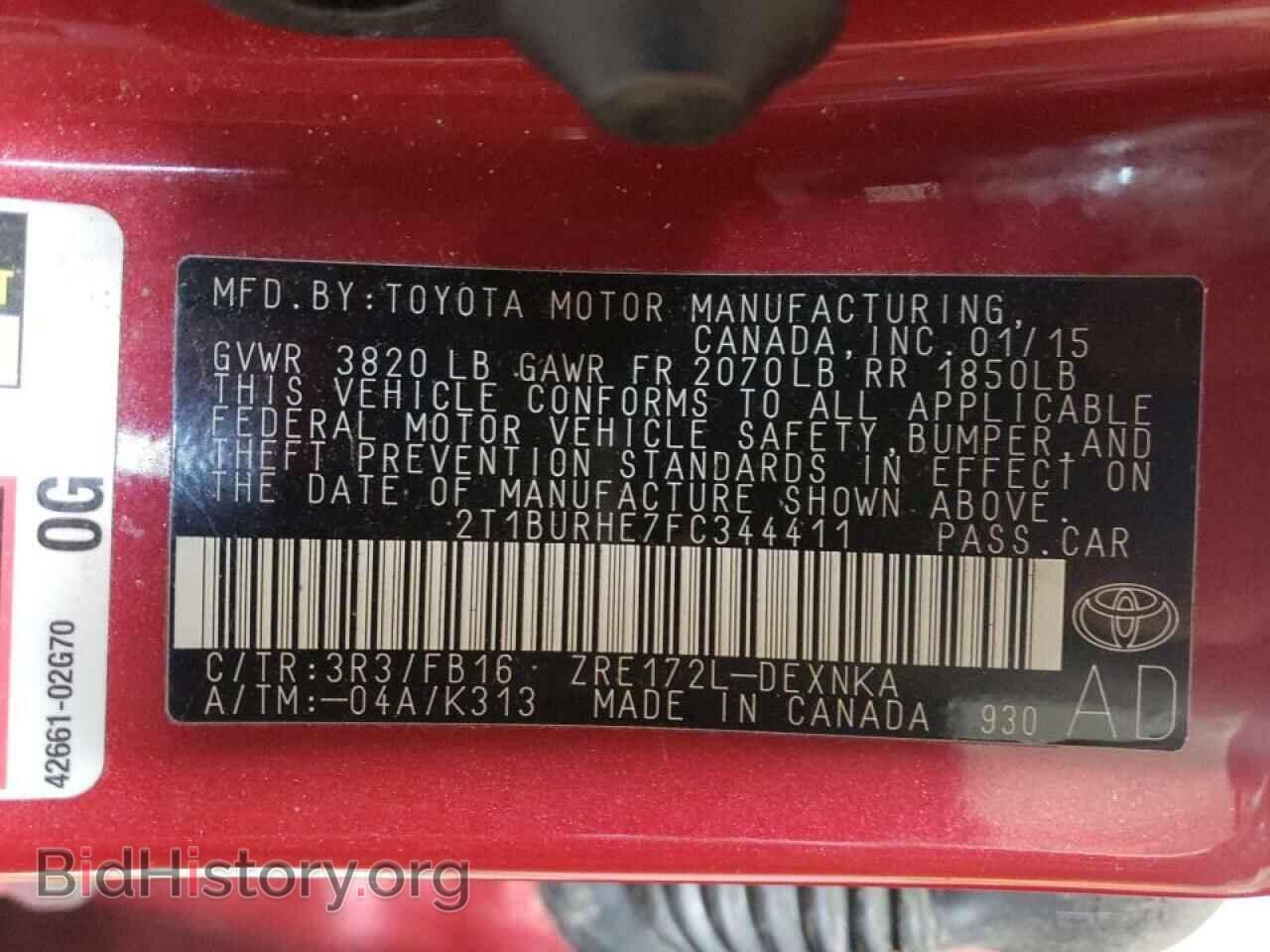 2015 TOYOTA COROLLA - VIN: 2T1BURHE7FC344411 - Фото 10