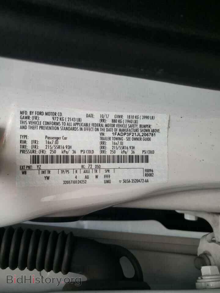 2018 FORD FOCUS - VIN: 1FADP3F21JL206781 - Фото 10