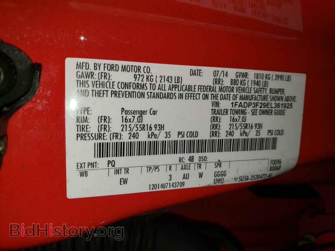 2014 FORD FOCUS - VIN: 1FADP3F29EL361925 - Фото 10