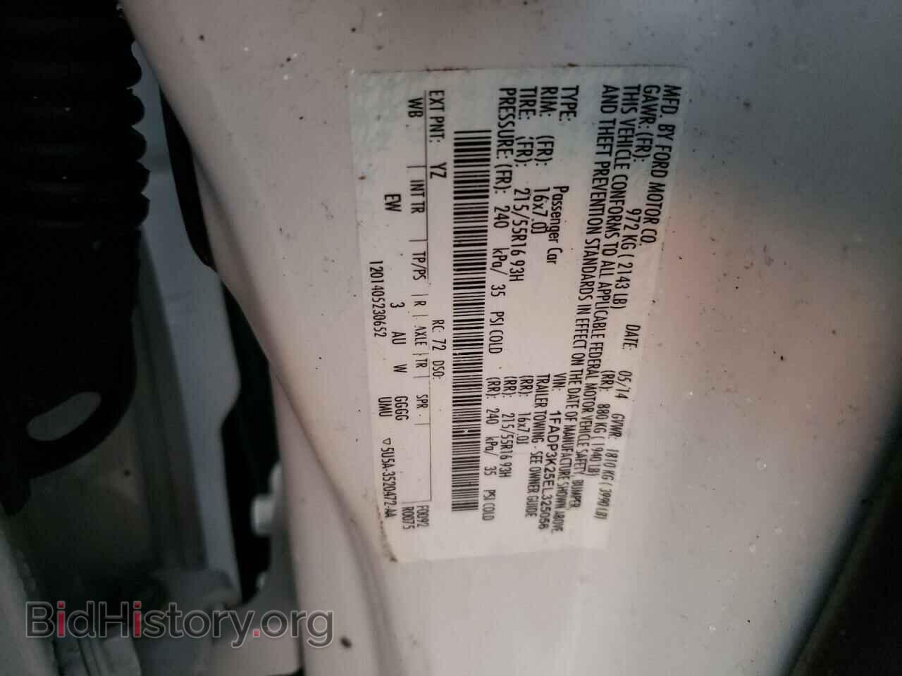 2014 FORD FOCUS - VIN: 1FADP3K25EL325056 - Фото 10