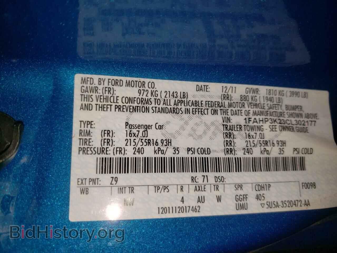 2012 FORD FOCUS - VIN: 1FAHP3K23CL302177 - Фото 12