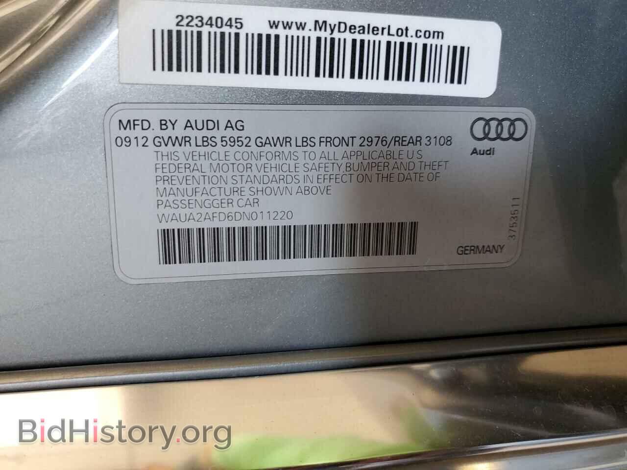 2013 AUDI A8 - VIN: WAUA2AFD6DN011220 - Фото 12