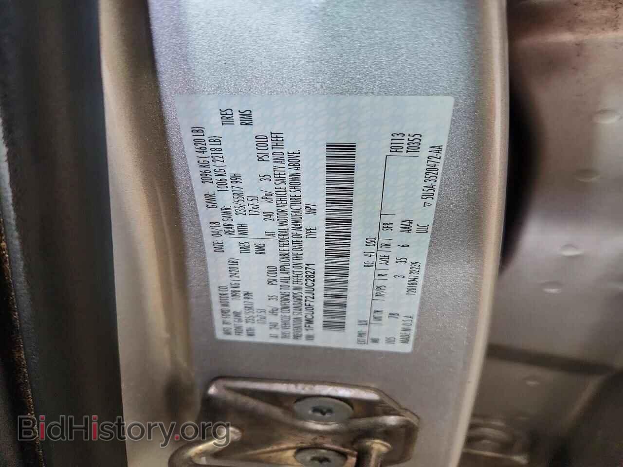 2018 FORD ESCAPE - VIN: 1FMCU0F72JUC28271 - Photo 13
