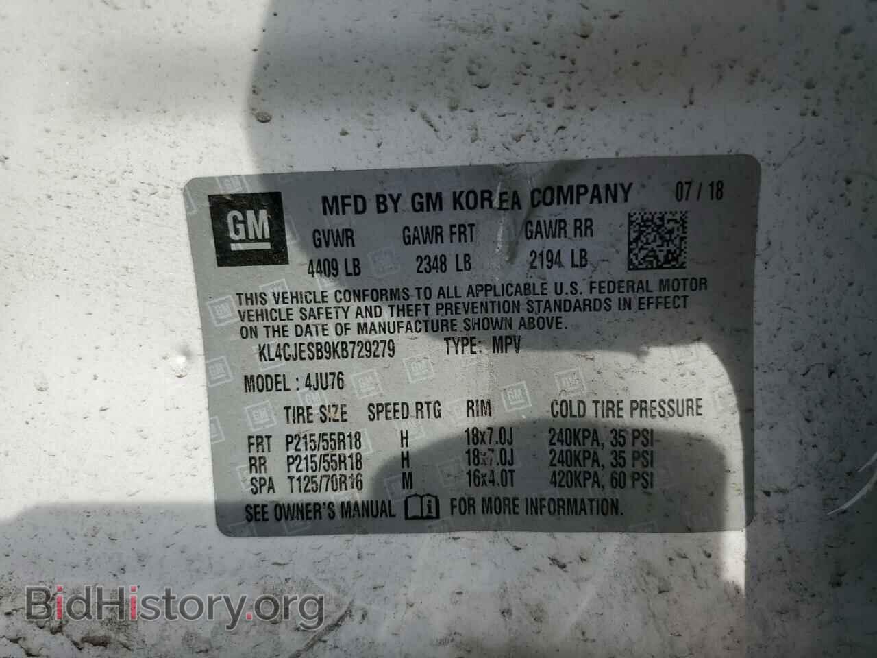 2019 BUICK ENCORE - VIN: KL4CJESB9KB729279 - Фото 13