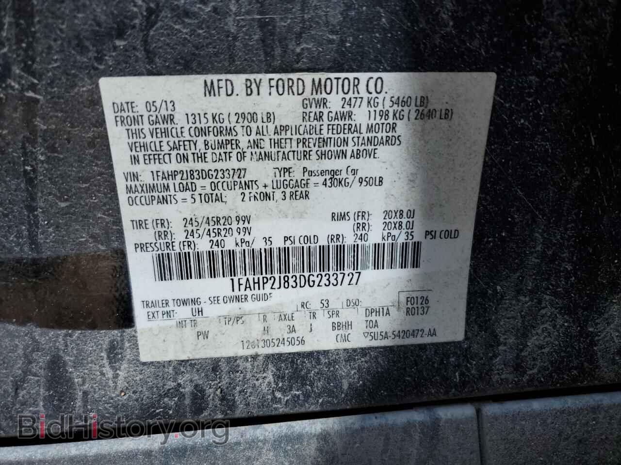 2013 FORD TAURUS - VIN: 1FAHP2J83DG233727 - Фото 12
