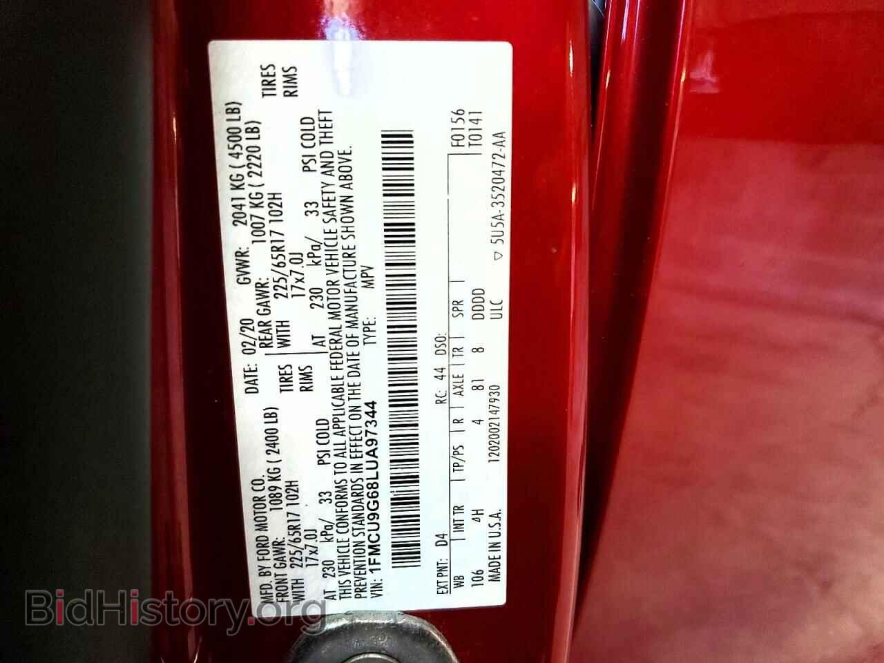 2020 FORD ESCAPE - VIN: 1FMCU9G68LUA97344 - Photo 13