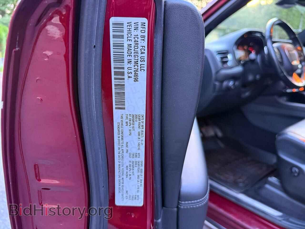 2021 DODGE DURANGO - VIN: 1C4RDJEG7MC764696 - Photo 10