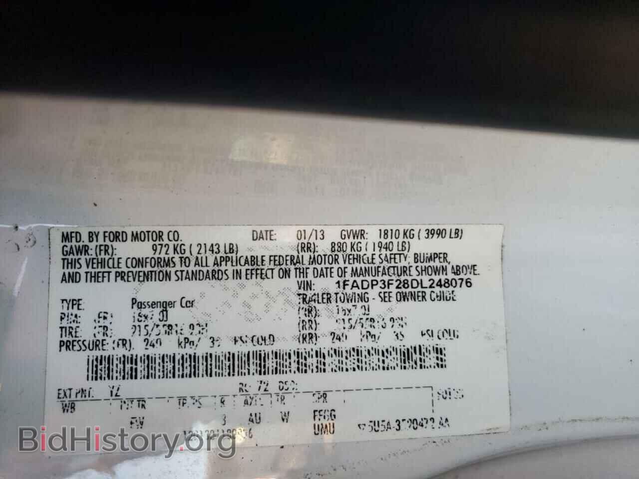 2013 FORD FOCUS - VIN: 1FADP3F28DL248076 - Фото 10