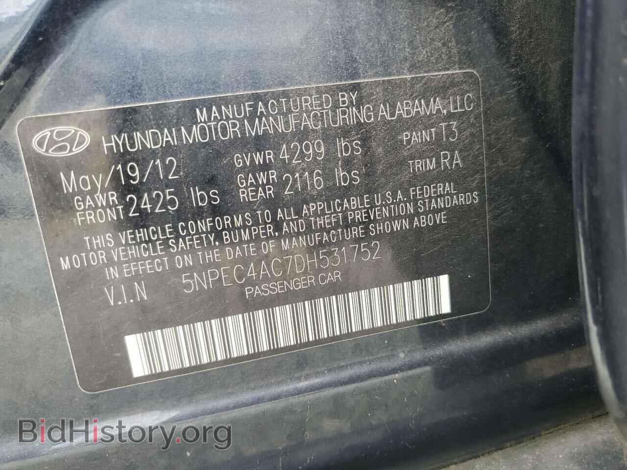 2013 HYUNDAI SONATA - VIN: 5NPEC4AC7DH531752 - Фото 12