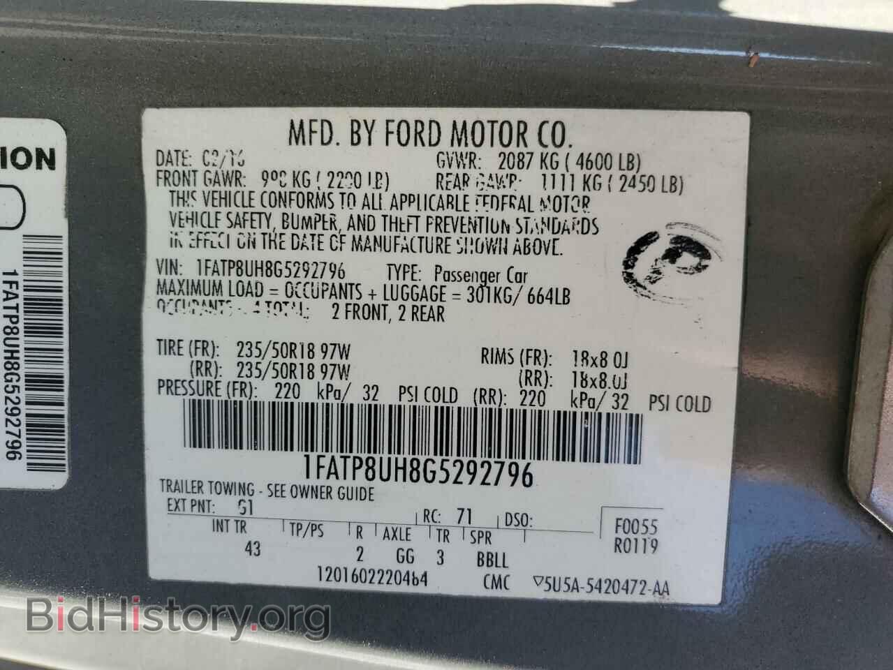 2016 FORD ALL Models - VIN: 1FATP8UH8G5292796 - Фото 12