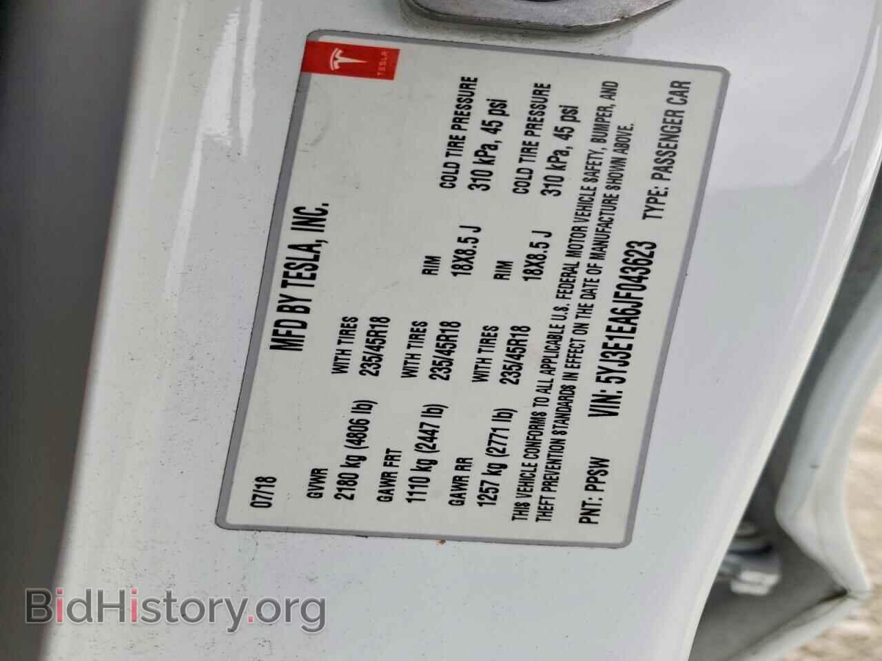 2018 TESLA MODEL 3 - VIN: 5YJ3E1EA6JF043623 - Фото 13