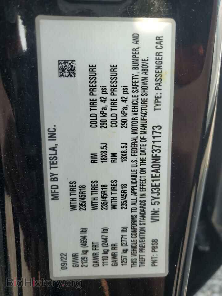 2022 TESLA MODEL 3 - VIN: 5YJ3E1EA0NF371173 - Photo 12