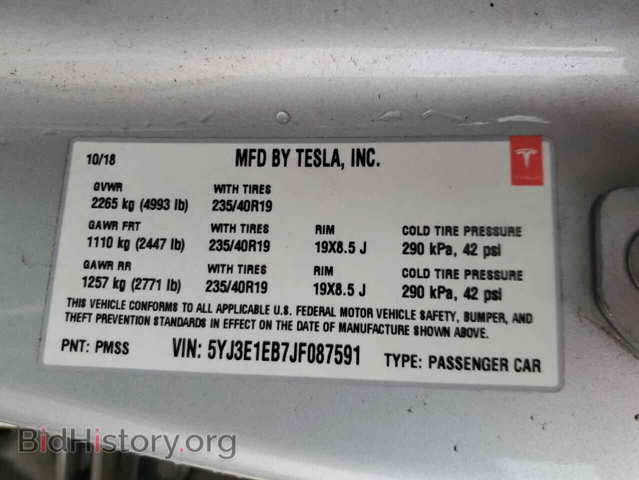 2018 TESLA MODEL 3 - VIN: 5YJ3E1EB7JF087591 - Photo 12