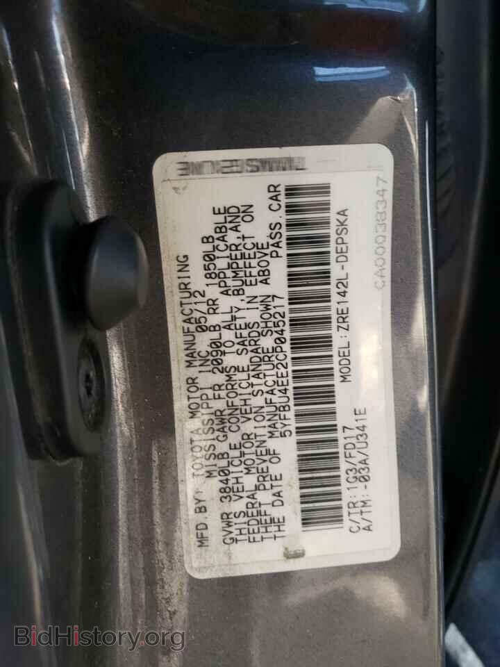 2012 TOYOTA COROLLA - VIN: 5YFBU4EE2CP045217 - Фото 10