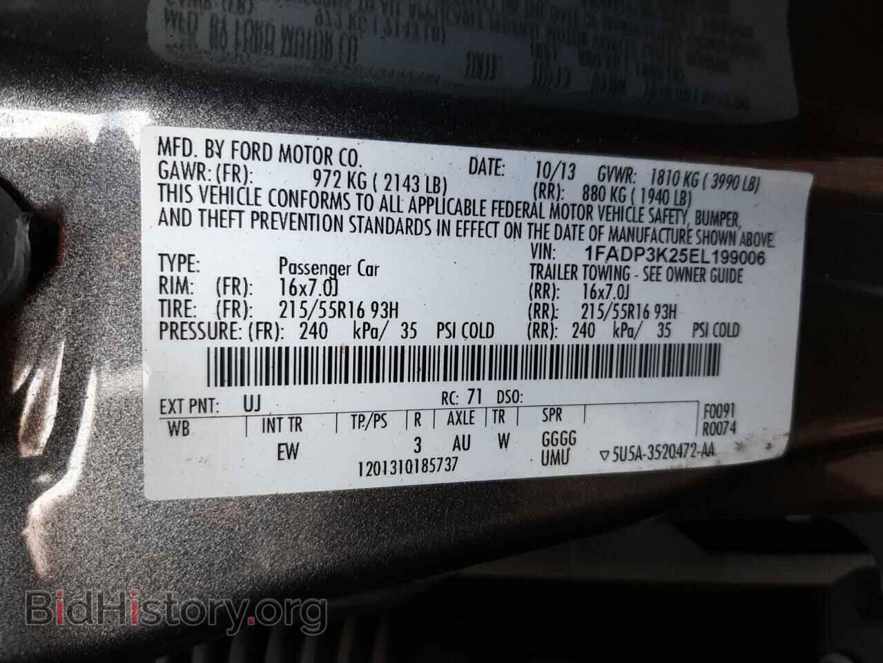 2014 FORD FOCUS - VIN: 1FADP3K25EL199006 - Фото 10