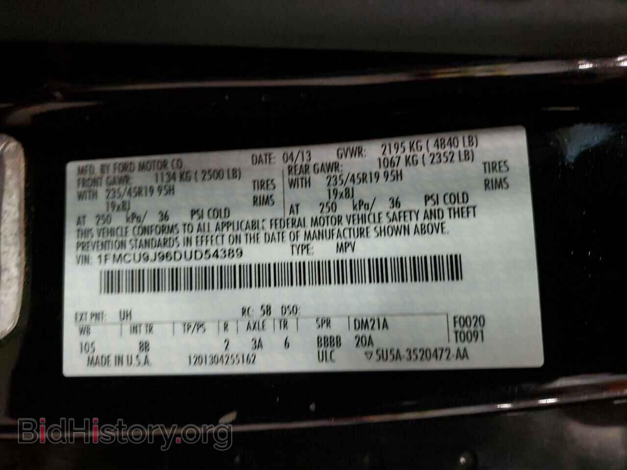 2013 FORD ESCAPE - VIN: 1FMCU9J96DUD54389 - Фото 13