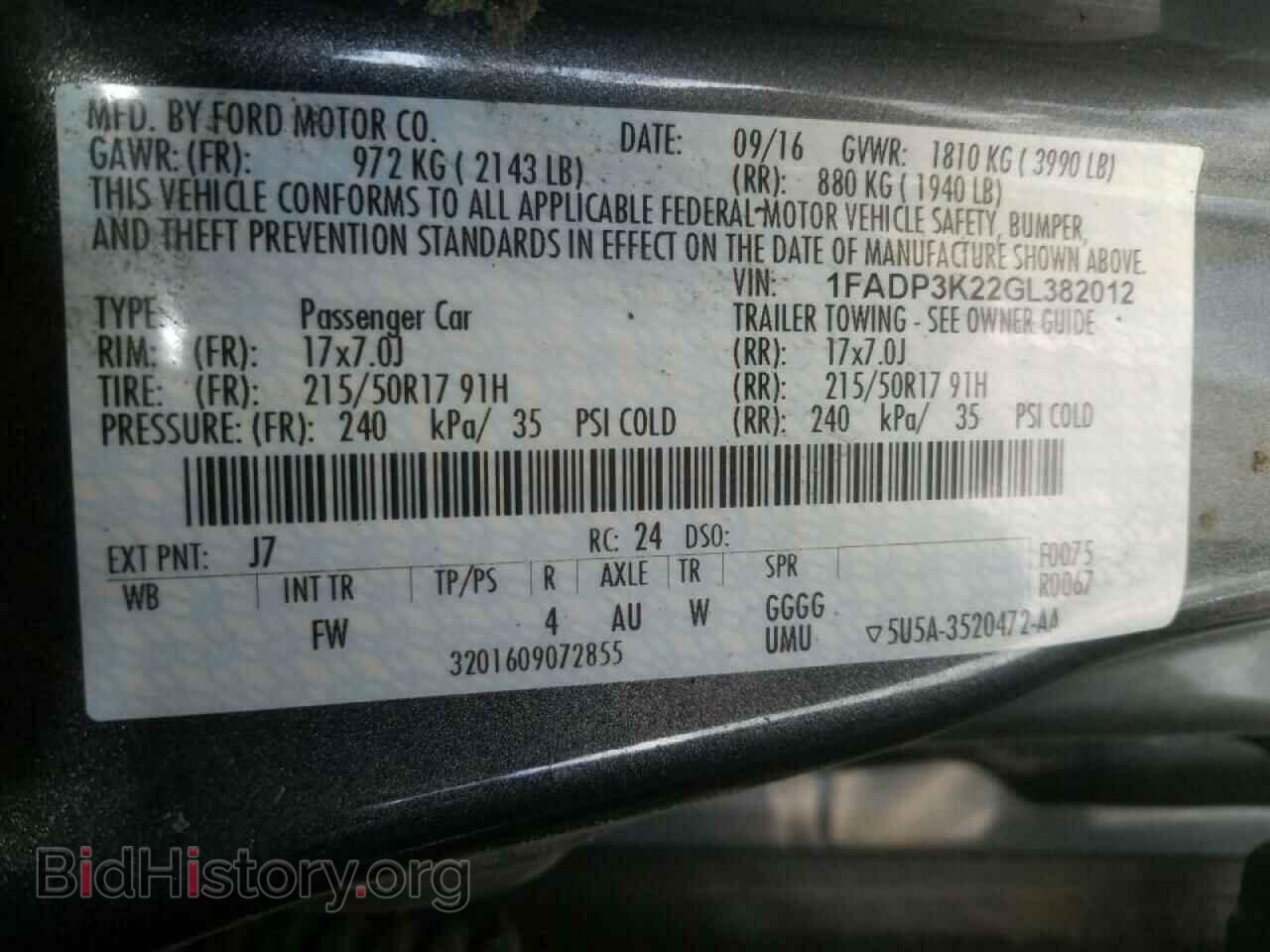 2016 FORD FOCUS - VIN: 1FADP3K22GL382012 - Фото 10