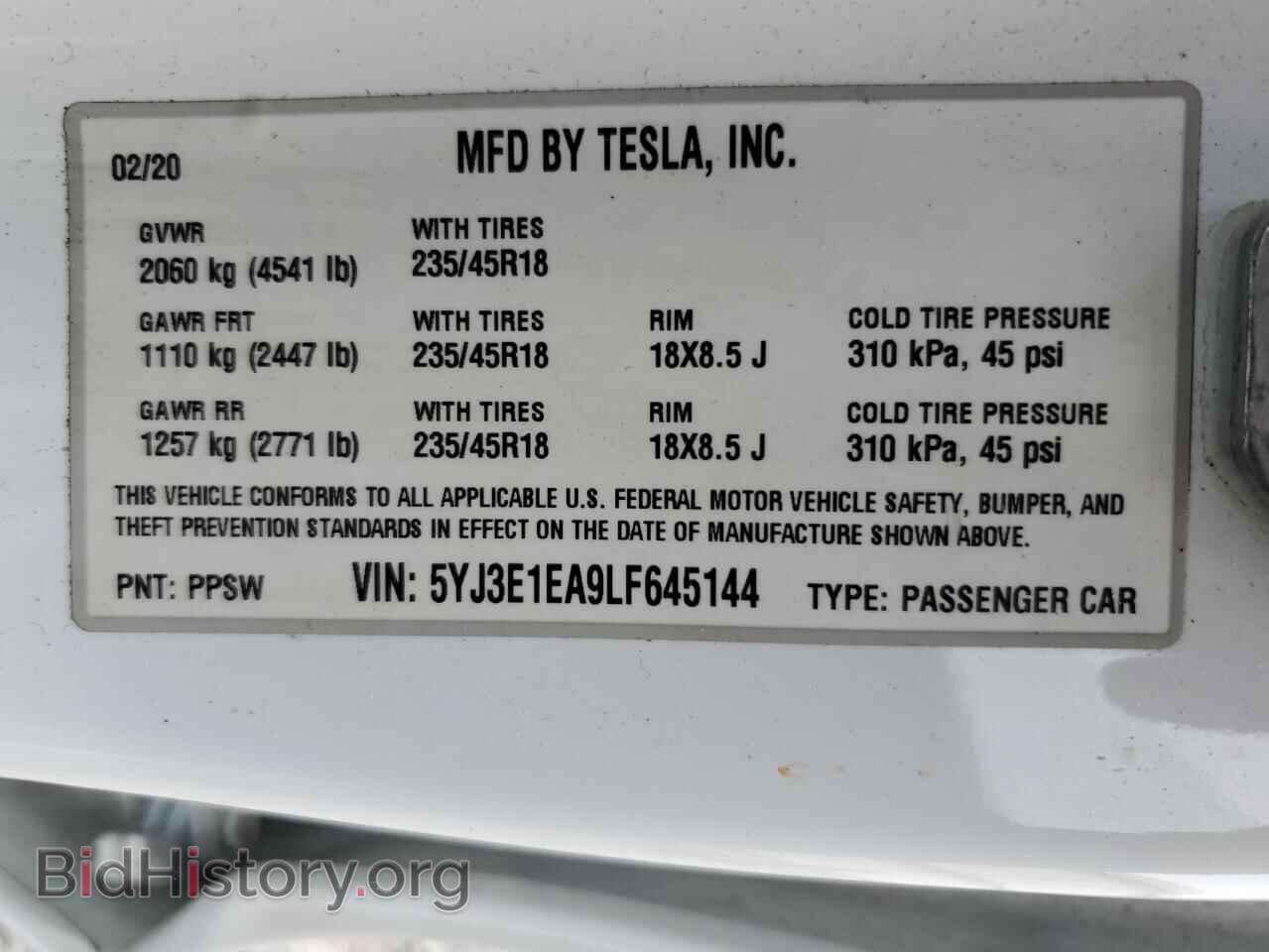 2020 TESLA MODEL 3 - VIN: 5YJ3E1EA9LF645144 - Photo 12
