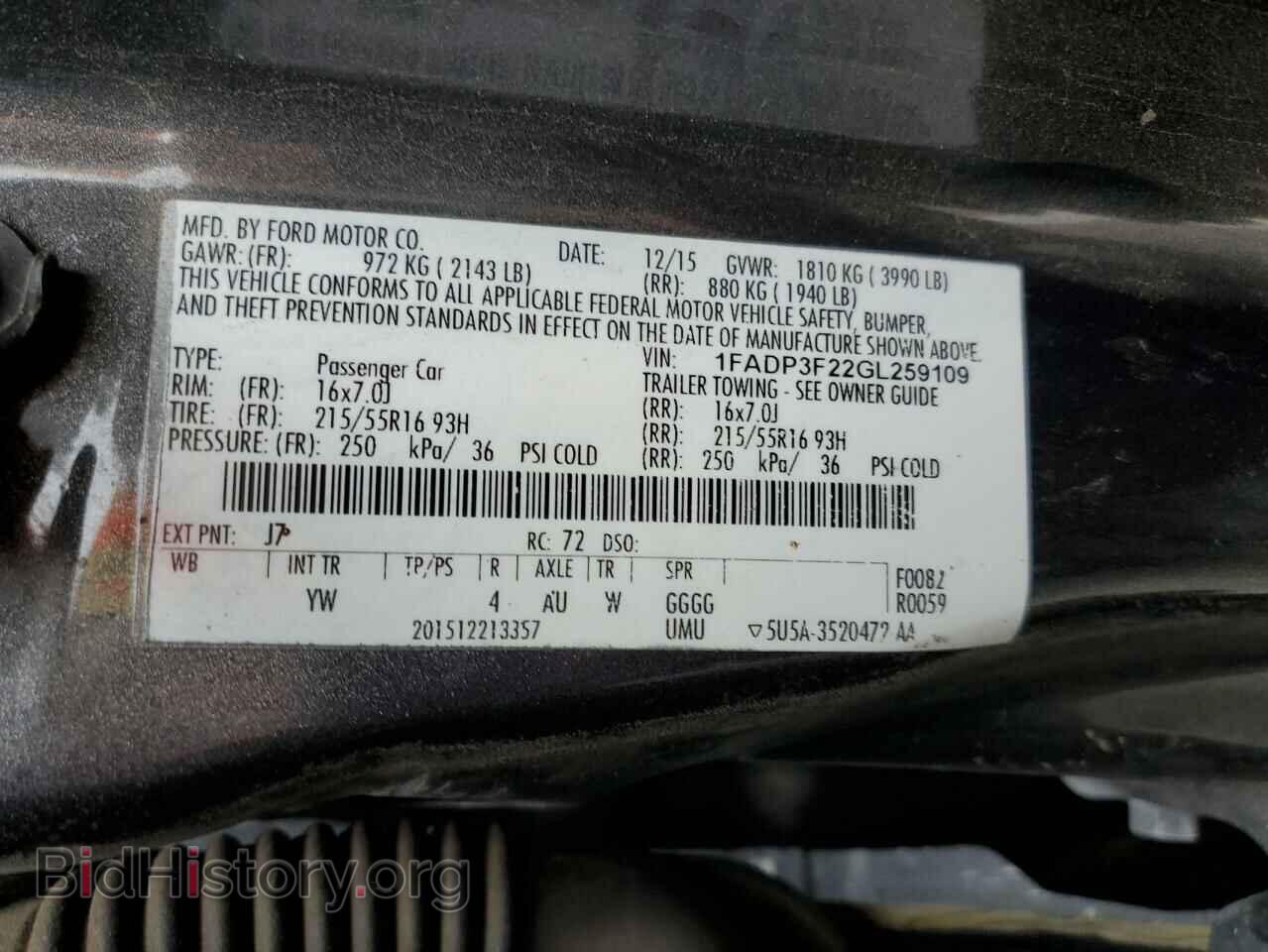2016 FORD FOCUS - VIN: 1FADP3F22GL259109 - Фото 12