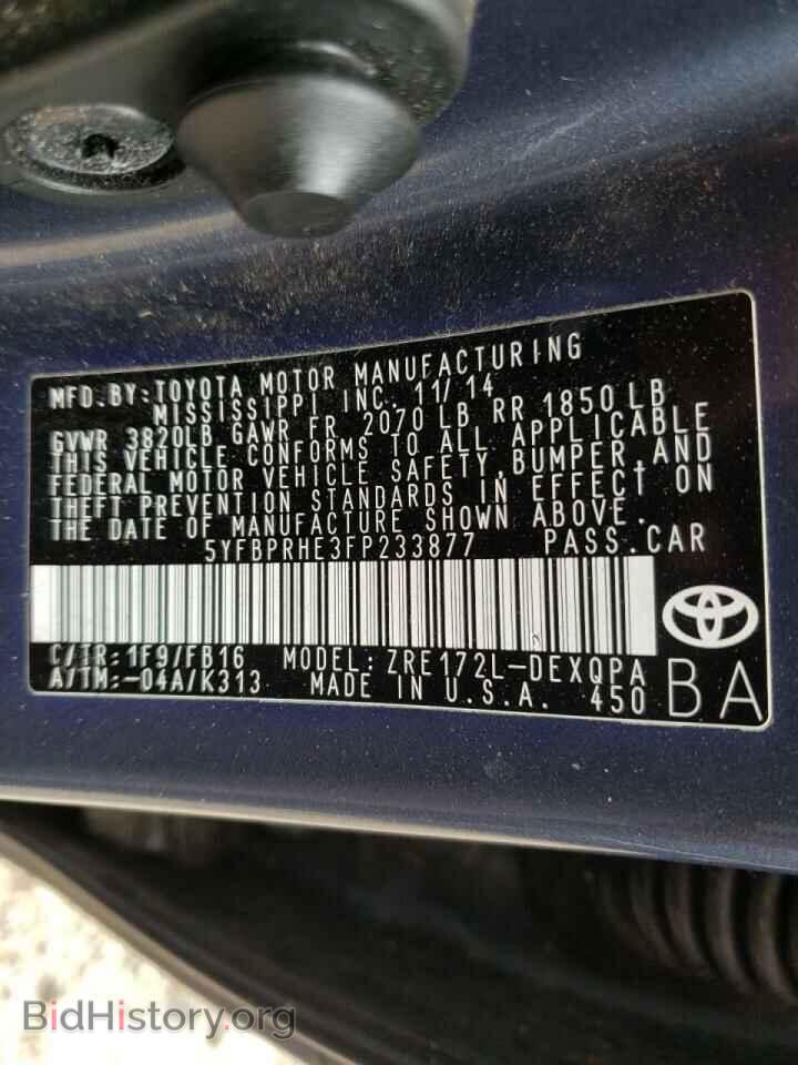 2015 TOYOTA COROLLA - VIN: 5YFBPRHE3FP233877 - Photo 10