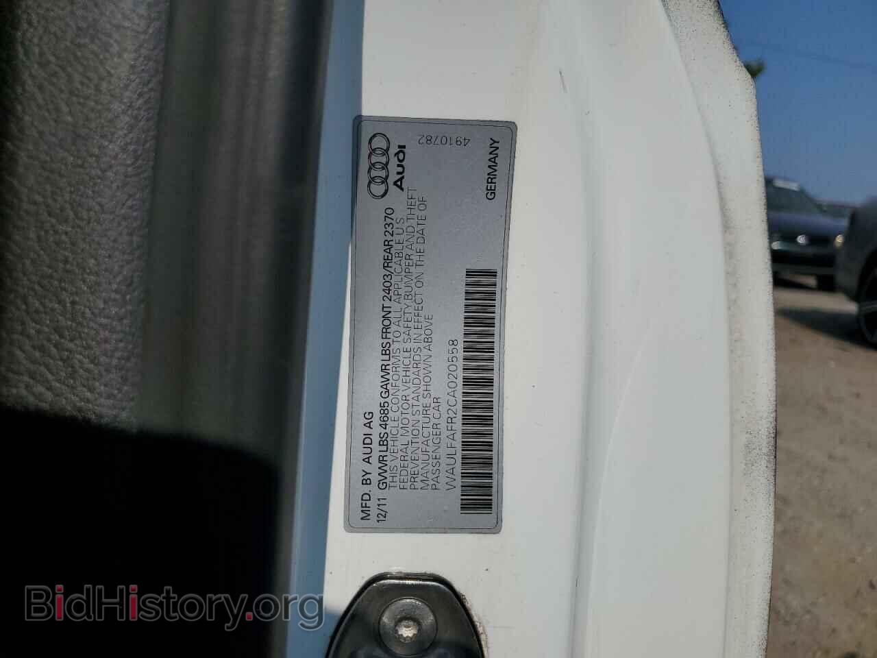 2012 AUDI A5 - VIN: WAULFAFR2CA020558 - Фото 12
