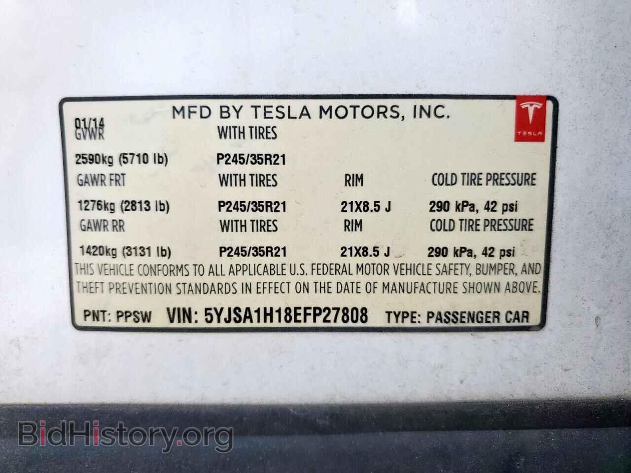 2014 TESLA MODEL S - VIN: 5YJSA1H18EFP27808 - Photo 14