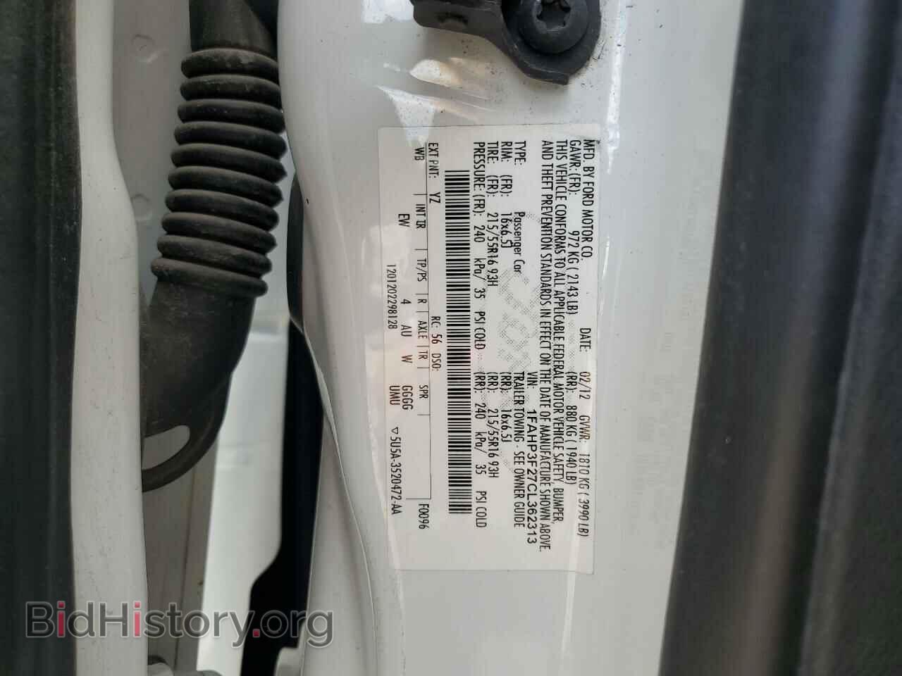 2012 FORD ALL Models - VIN: 1FAHP3F27CL362313 - Photo 12