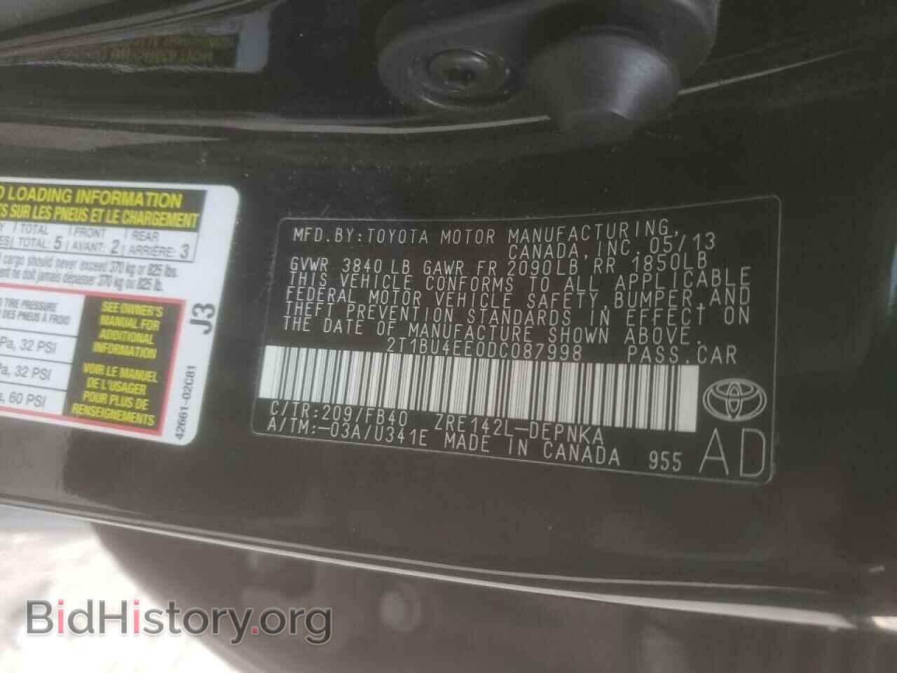 2013 TOYOTA COROLLA - VIN: 2T1BU4EE0DC087998 - Фото 10
