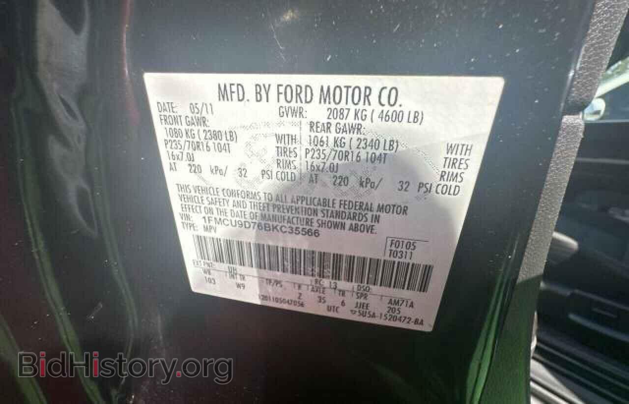 2011 FORD ESCAPE - VIN: 1FMCU9D76BKC35566 - Фото 10
