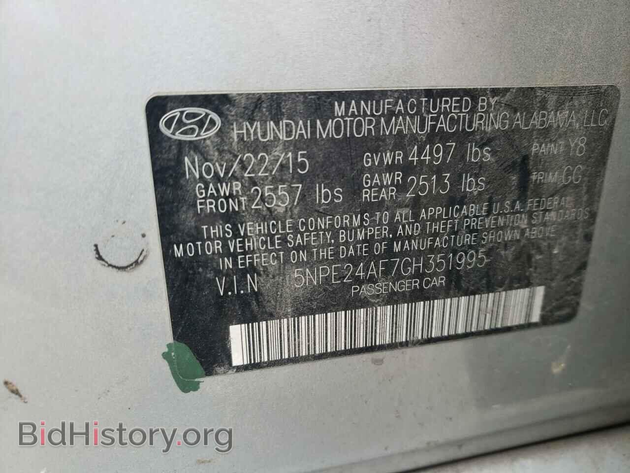 2016 HYUNDAI SONATA - VIN: 5NPE24AF7GH351995 - Фото 10