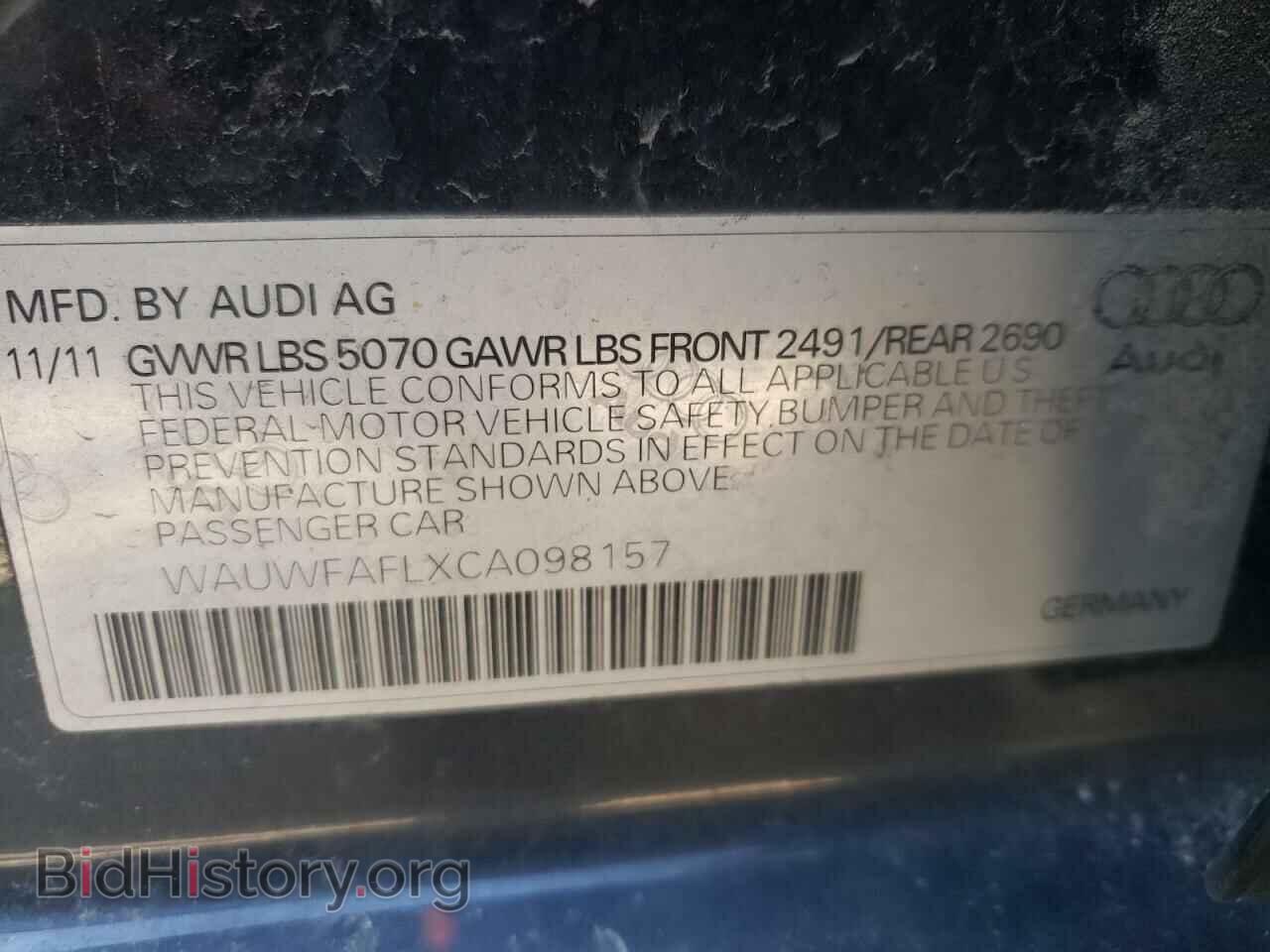 2012 AUDI A4 - VIN: WAUWFAFLXCA098157 - Фото 10