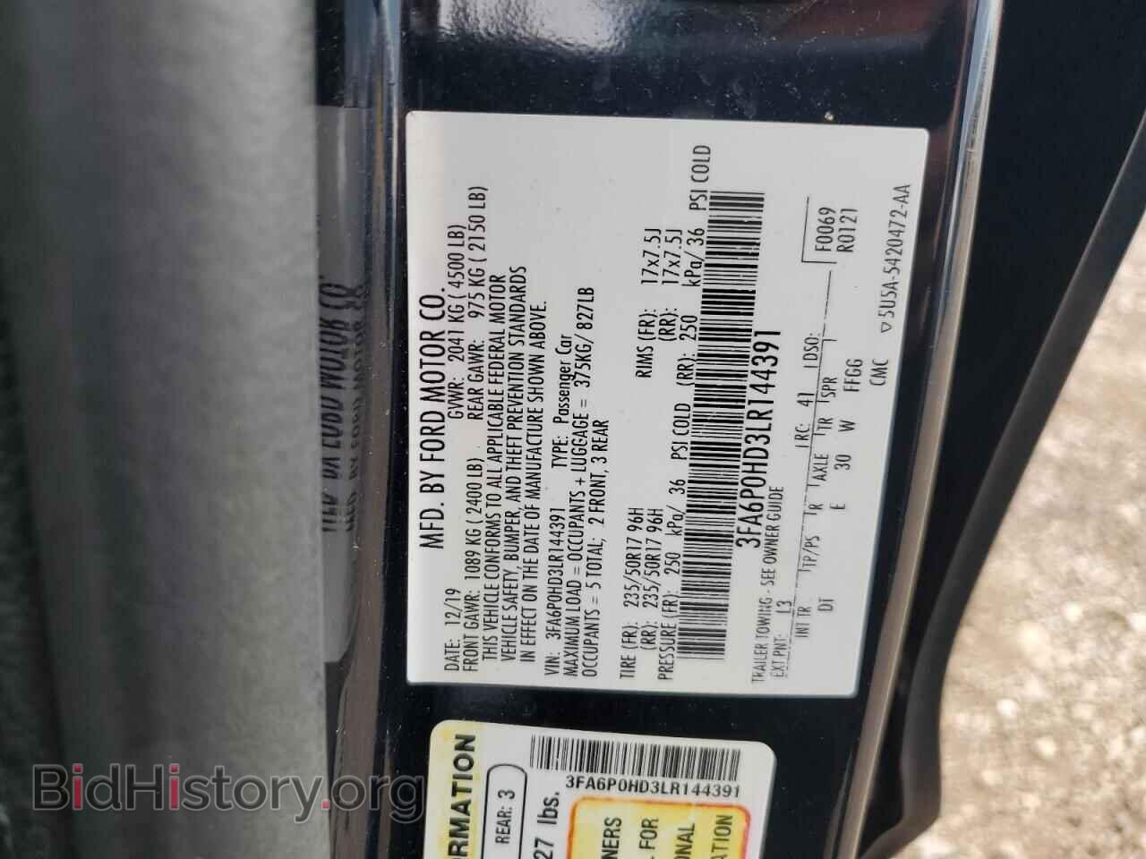 2020 FORD FUSION - VIN: 3FA6P0HD3LR144391 - Фото 13