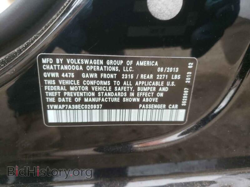 2014 Volkswagen PASSAT (VIN 1VWAP7A38EC020937) — фото 10 из 10