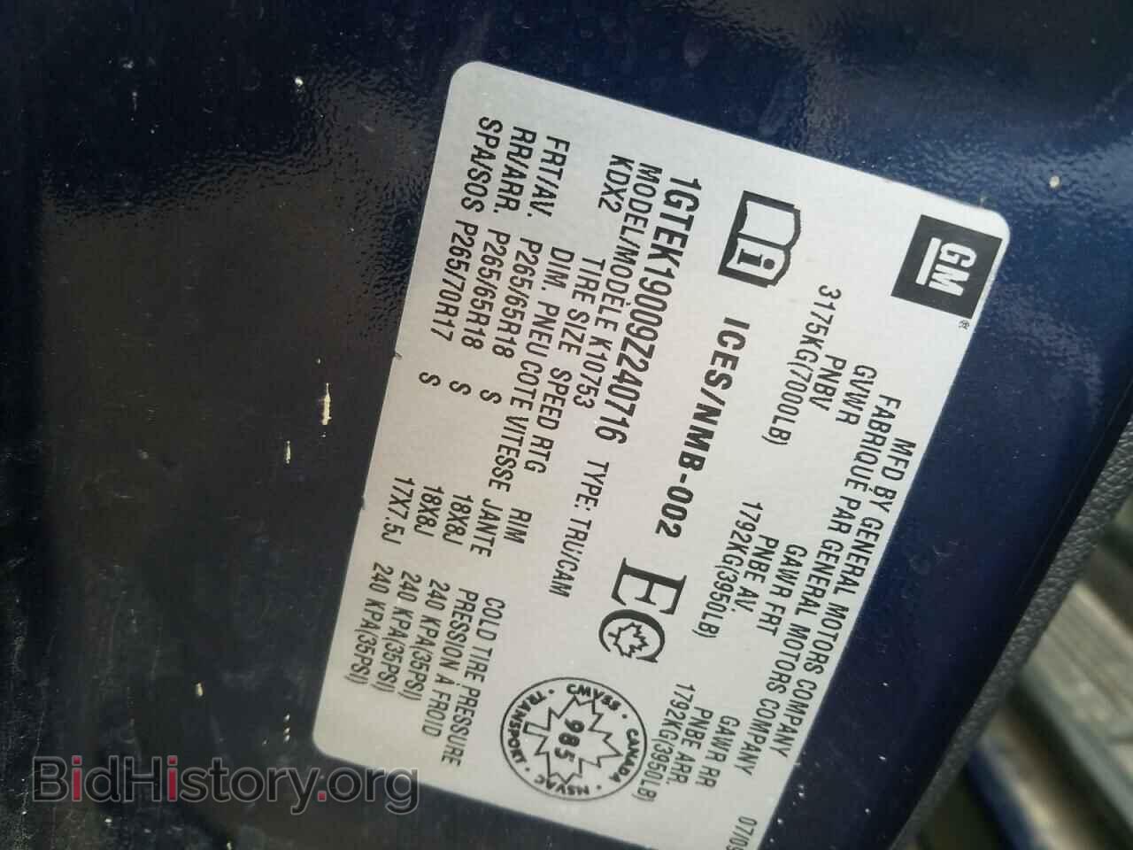 2009 GMC SIERRA - VIN: 1GTEK19009Z240716 - Фото 12