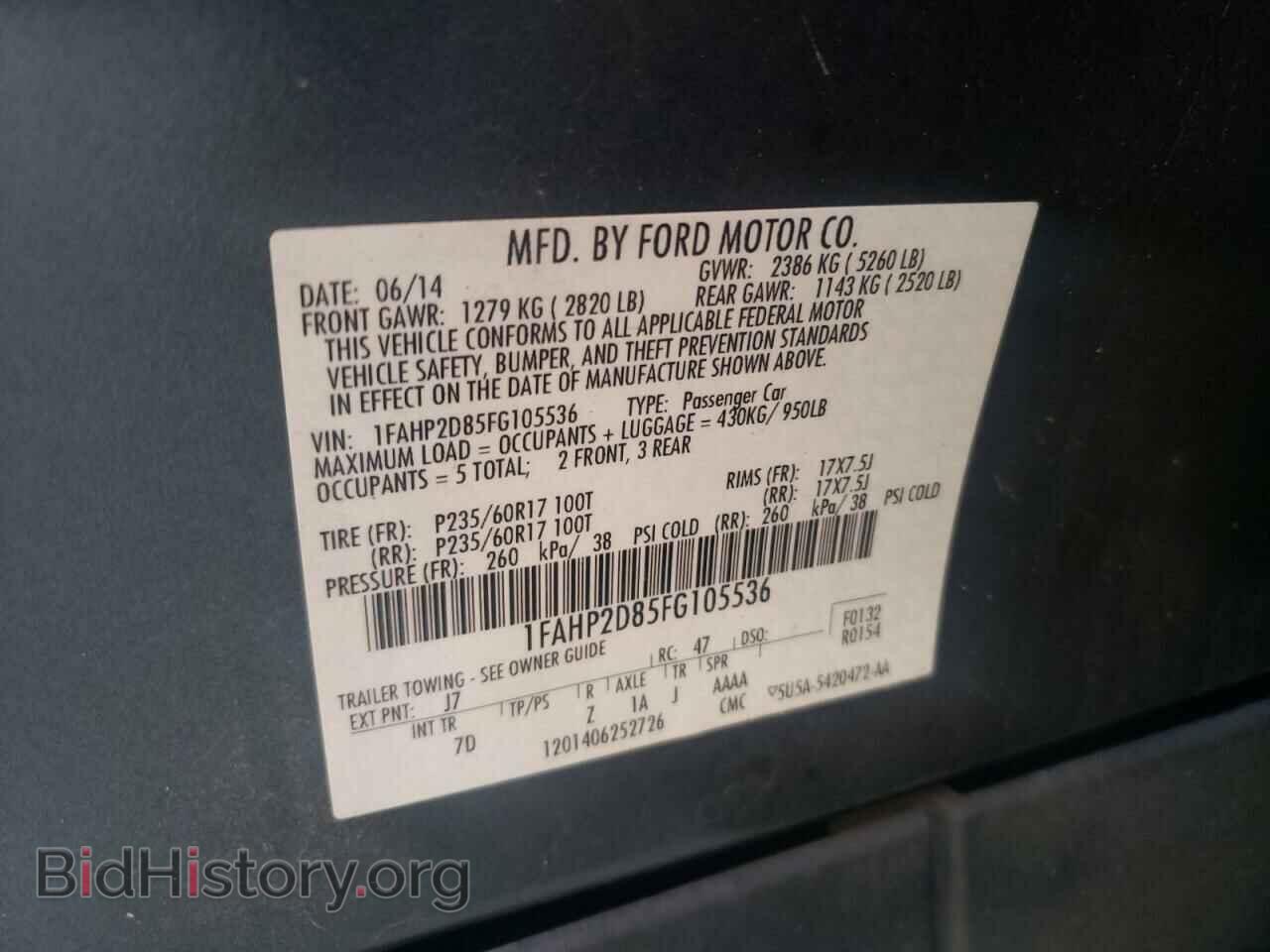 2015 FORD TAURUS - VIN: 1FAHP2D85FG105536 - Фото 10