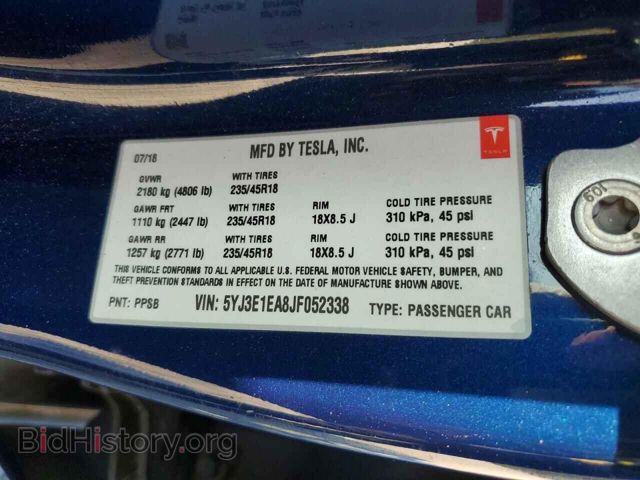 2018 TESLA MODEL 3 - VIN: 5YJ3E1EA8JF052338 - Фото 12