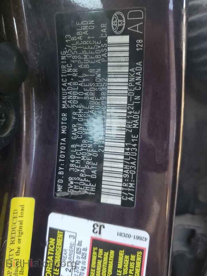 2013 TOYOTA COROLLA - VIN: 2T1BU4EE7DC098352 - Фото 12