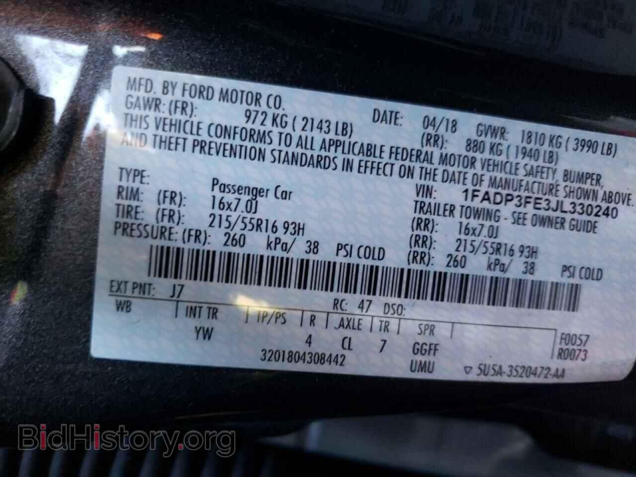 2018 FORD FOCUS - VIN: 1FADP3FE3JL330240 - Фото 10