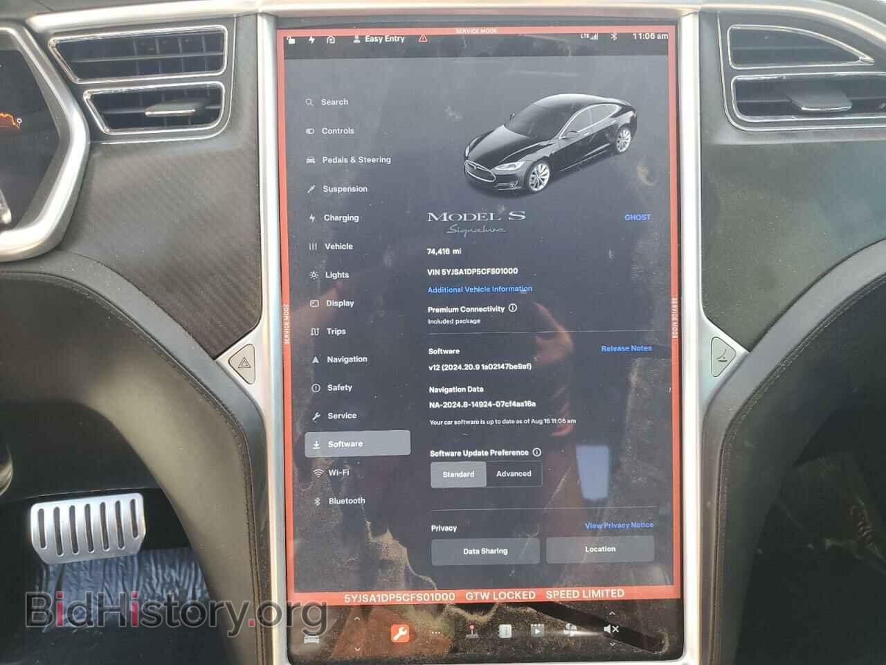 2012 TESLA MODEL S - VIN: 5YJSA1DP5CFS01000 - Фото 9