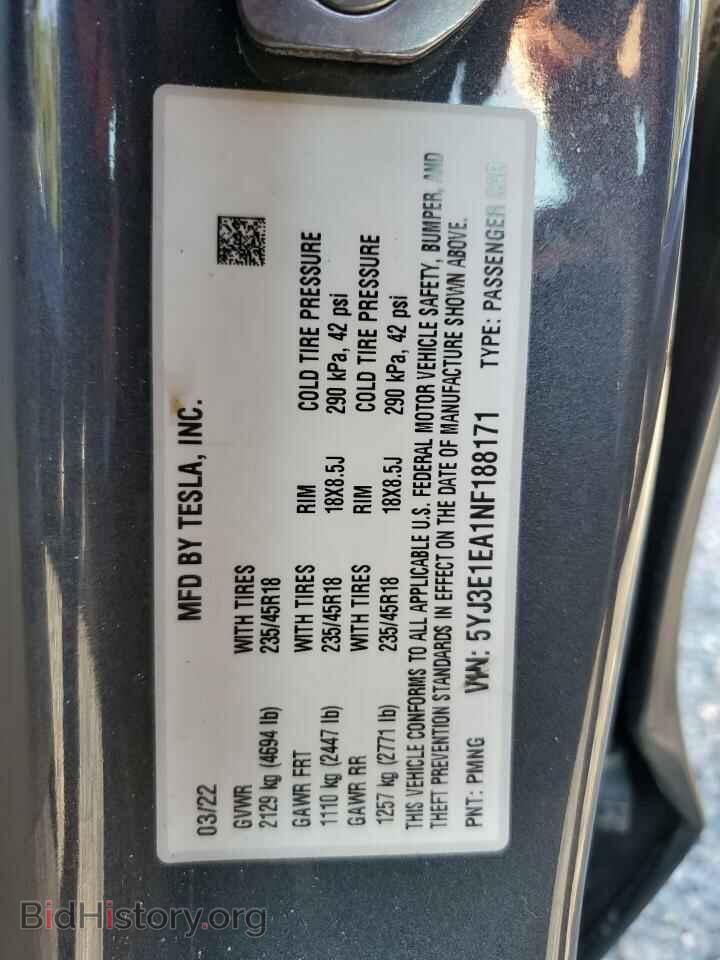 2022 TESLA MODEL 3 - VIN: 5YJ3E1EA1NF188171 - Photo 13
